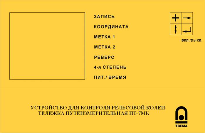 Путеизмерительная тележка. Инструкция. Лицевая панель регистратора.